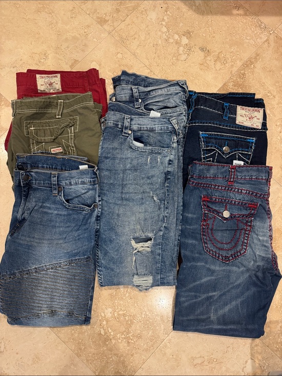 True Religion Other - True Religion Men’s Slim Straight Jeans - Blue, Dark Blue, Olive, Red
